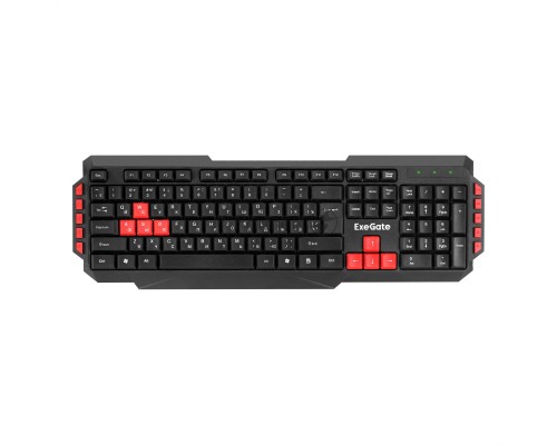 Клавиатура ExeGate Multimedia Professional Standard LY-505M (USB, полноразмерная, влагозащищенная, 114кл., Enter большой, 8 красных клавиш, мультимедиа, длина кабеля 1,5м, черная, Color Box)