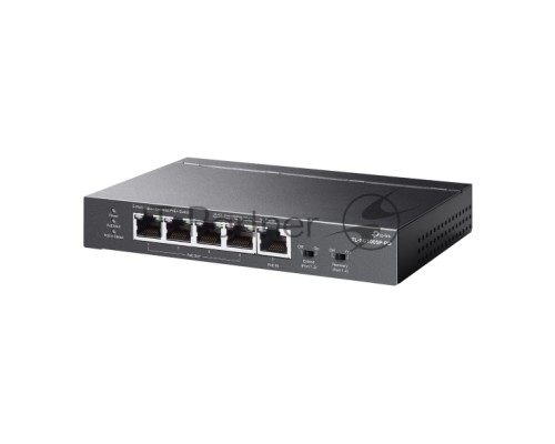Настольный коммутатор TP-Link TL-SG1005P-PD с 5 гиг. портами (1 порт с входящим PoE++, 4 порта с исходящим PoE+), бюджет PoE: 9, 21, 47 или 66 Вт (зависит от используемого стандарта входящего PoE)
