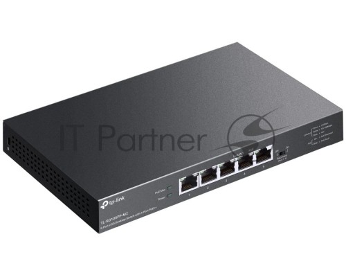 Настольный коммутатор TP-Link TL-SG105PP-M2 с 5 портами 2,5 Гбит/с (4 порта PoE++), 802.3af/at/bt 3-го типа, бюджет PoE — 123 Вт, стальной настольный корпус