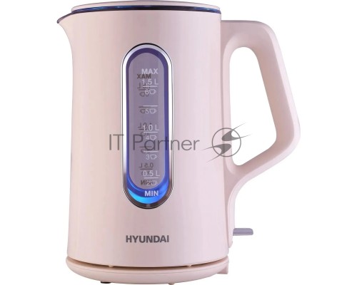 Чайник электрический Hyundai HYK-G8888 1.5л. 1700Вт кремовый/прозрачный корпус: стекло
