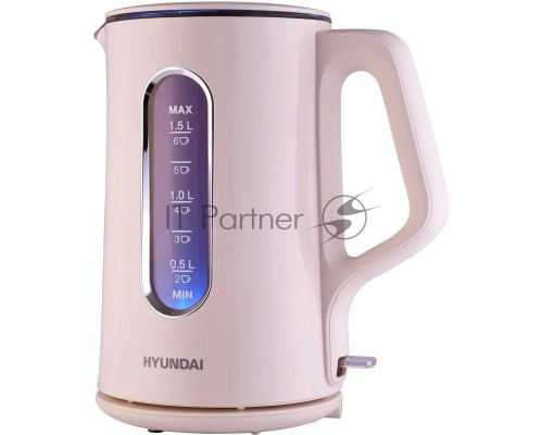 Чайник электрический Hyundai HYK-G8888 1.5л. 1700Вт кремовый/прозрачный корпус: стекло