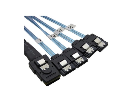 [Опция к серверу] Supermicro CBL-SAST-1295LP-100 Интерфейсный кабель SlimlineLP x4 (STR) to 4x SATA (STR),75/75/90/90/75CM,10