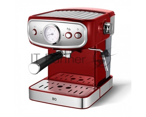 Кофеварка рожковая BQ CM1006 красный-стальной, исп. кофе - молотый, 1,5 л, 850 Вт, 15 Бар.