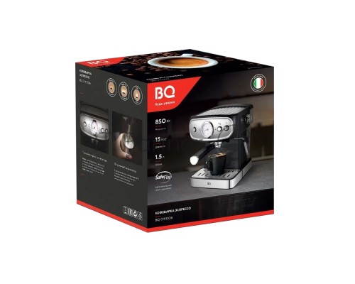 Кофеварка рожковая BQ CM1006 красный-стальной, исп. кофе - молотый, 1,5 л, 850 Вт, 15 Бар.