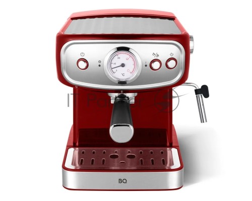 Кофеварка рожковая BQ CM1006 красный-стальной, исп. кофе - молотый, 1,5 л, 850 Вт, 15 Бар.