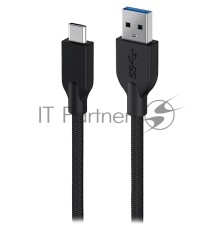 Кабель Genius ACC-A2CC-3A. Выход: (USB-A -> USB-C). USB 3.0, плетеный нейлон, 150 см. Цвет: черный
