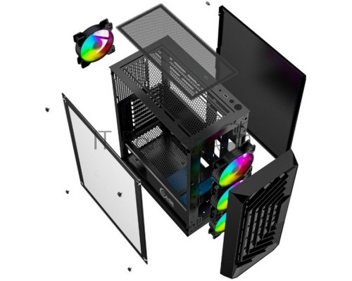 Корпус Powercase Mistral C4B, Tempered Glass, 4x 120mm 5-color fan, чёрный, ATX  (CMICB-L4)