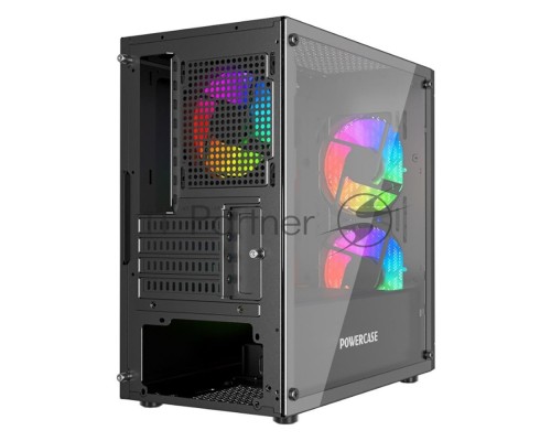 Корпус Powercase Mistral Micro D3B ARGB, Tempered Glass, 2x 140mm ARGB PWM+1x 120mm ARGB PWM, чёрный, mATX  (CMMDB-A3)