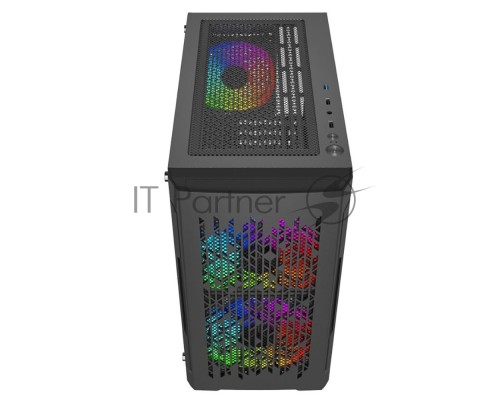 Корпус Powercase Mistral Micro D3B ARGB, Tempered Glass, 2x 140mm ARGB PWM+1x 120mm ARGB PWM, чёрный, mATX  (CMMDB-A3)