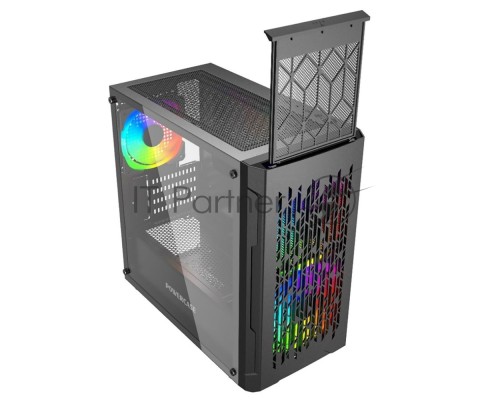Корпус Powercase Mistral Micro D3B ARGB, Tempered Glass, 2x 140mm ARGB PWM+1x 120mm ARGB PWM, чёрный, mATX  (CMMDB-A3)