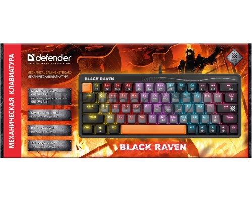 Клавиатура DEFENDER MECHANICAL BLK RAVEN GK-417 RU RGB 45413