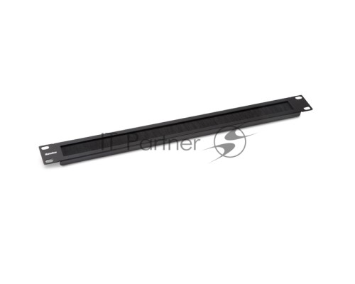 Фальш-панель на 1U Hyperline BPB19-1U-RAL9004 (BPB19-1U-RAL9005) с щеточным вводом, цвет черный (RAL 9004/RAL 9005)