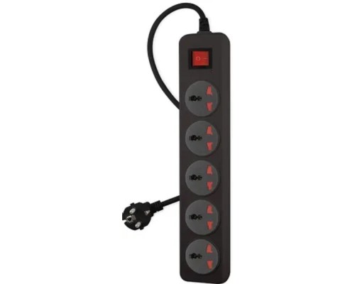[Сетевые фильтры] BURO Сетевой фильтр 500UNH-3-BG 3м (5 розеток) черный/серый (коробка) {2004673}