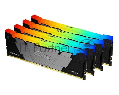 Оперативная память Kingston DDR4 4x16GB 3600MHz KF436C16RB12AK4/64 Fury Renegade RGB RTL Gaming PC4-28800 CL16 DIMM 288-pin 1.35В kit dual rank с радиатором Ret