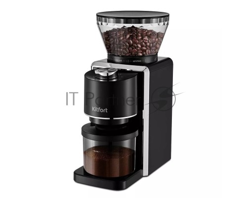 Кофемолка Kitfort КТ-787 200Вт сист.помол.:жернова вместим.:250гр черный/серебристый