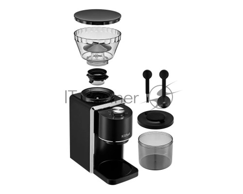 Кофемолка Kitfort КТ-787 200Вт сист.помол.:жернова вместим.:250гр черный/серебристый