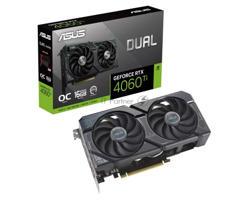 Видеокарта Asus PCI-E 4.0 DUAL-RTX4060TI-16G NVIDIA GeForce RTX 4060TI 16Gb 128bit GDDR6 2535/18000 HDMIx1 DPx3 HDCP Ret