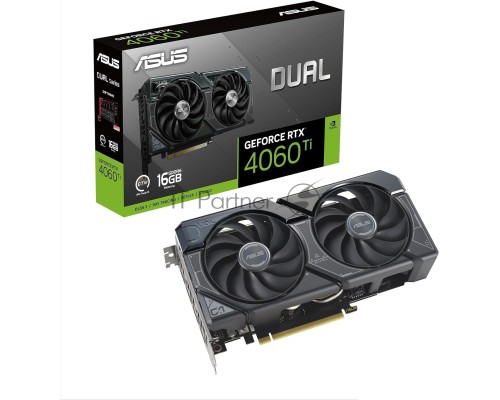 Видеокарта Asus PCI-E 4.0 DUAL-RTX4060TI-16G NVIDIA GeForce RTX 4060TI 16Gb 128bit GDDR6 2535/18000 HDMIx1 DPx3 HDCP Ret
