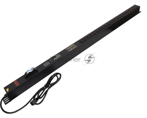 Блок распределения питания Powercom PDU-16AVMS20-18C13-2C19 18*C13+2*C19, 16A, 1,5U (1968234)