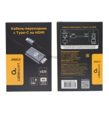 Кабель-переходник Cablexpert CCB-A-CM-HDMI-1.8M с Type-C на HDMI  v2.0, Mobile, 1.8м, черный, корбка