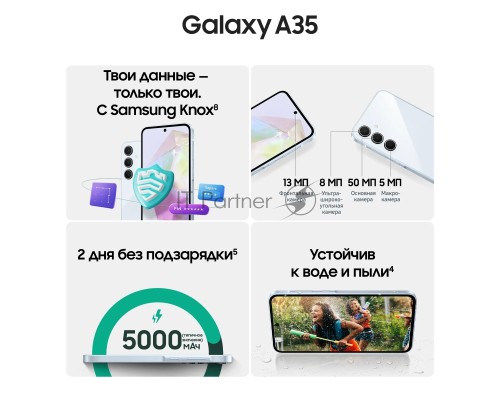 Смартфон Samsung SM-A356E Galaxy A35 5G 256Gb 8Gb голубой моноблок 3G 4G 2Sim 6.6