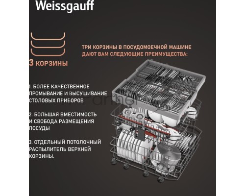Посудомоечная машина Weissgauff BDW 6190 Touch DC Inverter Timer Floor встраиваемая