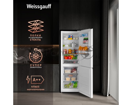 Холодильник Weissgauff WRK 185 Total NoFrost Inverter белый стекло двухкамерный 205/86л морозилка снизу Холодильник Weissgauff WRK 185 Total NoFrost Inverter белый стекло двухкамерный 205/86л морозилка снизу