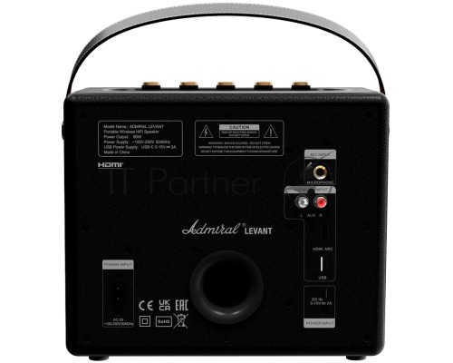 Портативная акустика Admiral LEVANT 60W/BT 5.0/AUX/USB/Microphone/6600Ma/Black