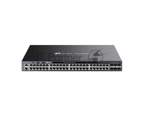 Стекируемый управляемый коммутатор TP-Link SG6654XHP 3го уровня Omada с 48 гигабитными портами PoE+ и 6 портами SFP+