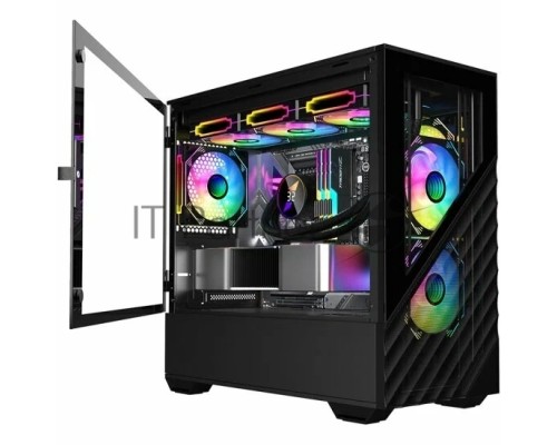 Компьютерный корпус 1STPLAYER DK D7 Black / mATX / 3x120mm LED fans / D7-BK-3F1