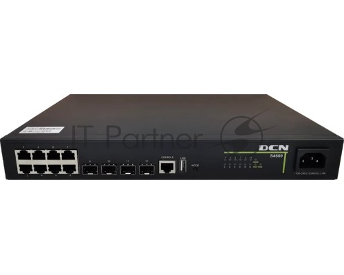 Коммутатор Yunke L2+ PoE Full Gigabit Access Switch(8x 10/100/1000Base-T + 4x 10G SFP+), AC power, static routing, PoE af/at, 125W PoE power