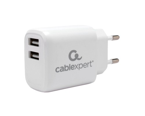 [Аксессуар] Cablexpert  Зарядное устройство 10.5Вт, 2.1А, 2xUSB, белый, пакет (MP3A-PC-58)