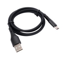 Cablexpert Кабель USB2.0 AM/Type-C, 3А, 18Вт, QC3.0, силиконовый, медь, 1м, черный, пакет (CC-USB2S-AMCM-1M-BK)