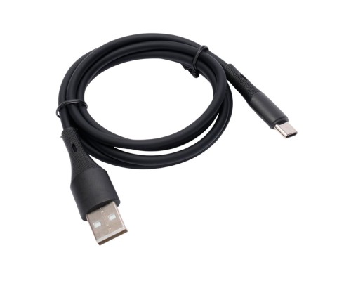 [кабели] Cablexpert Кабель USB2.0 AM/Type-C, 3А, 18Вт, QC3.0, силиконовый, медь, 1м, черный, пакет (CC-USB2S-AMCM-1M-BK)