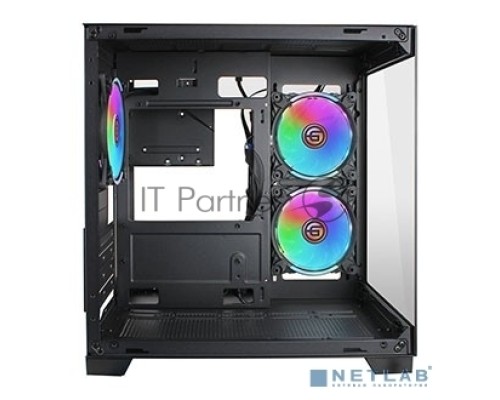 Компьютерный корпус Ginzzu V390 RGB подсветка, контроллер CRC6, 3* 12R6 FAN 12CM RGB закаленное стекло 1*USB 3.0,1*USB 2.0, AU mATX
