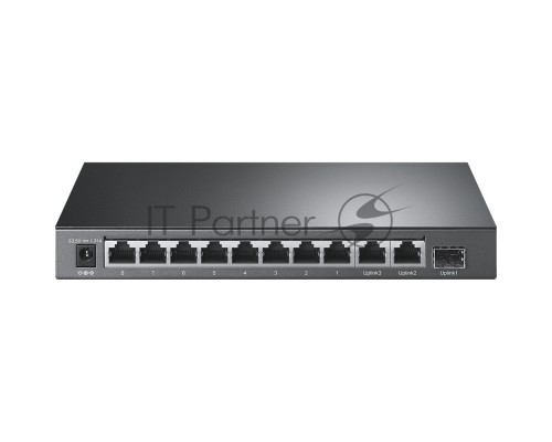Настольный коммутатор TP-Link TL-SL1311P, 8 портов 10/100 Мбит/с с поддержкой PoE+, 2 гигабитных порта без поддержки PoE, 1 порт SFP, 802.3af/at, бюджет PoE — 65 Вт, стальной корпус