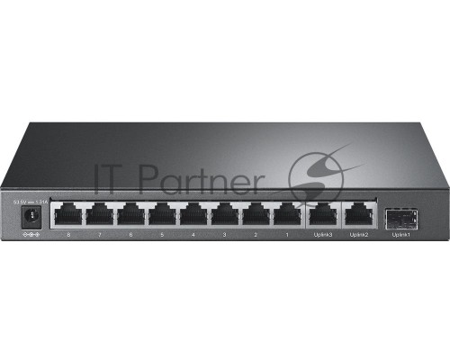 Настольный коммутатор TP-Link TL-SL1311P, 8 портов 10/100 Мбит/с с поддержкой PoE+, 2 гигабитных порта без поддержки PoE, 1 порт SFP, 802.3af/at, бюджет PoE — 65 Вт, стальной корпус