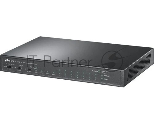Настольный коммутатор TP-Link TL-SL1311P, 8 портов 10/100 Мбит/с с поддержкой PoE+, 2 гигабитных порта без поддержки PoE, 1 порт SFP, 802.3af/at, бюджет PoE — 65 Вт, стальной корпус