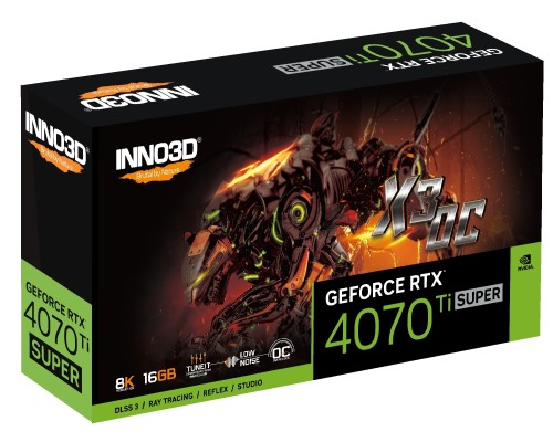 Видеокарта INNO3D RTX 4070 Ti Super X3 OC//RTX4070Ti Super, HDMI, DP*3, 12G,D6X