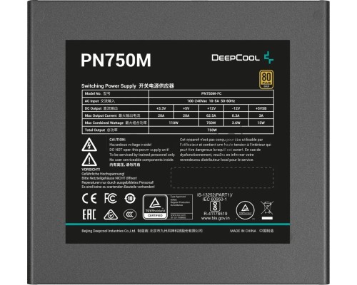 Блок питания Deepcool ATX 750W PN750M Gen.5 80+ gold (20+4pin) APFC 120mm fan 8xSATA RTL