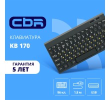 CBR KB 170 Black USB, Клавиатура проводная 1,8 м, мини 96