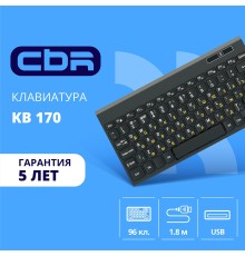 CBR KB 170 Black USB, Клавиатура проводная 1,8 м, мини 96