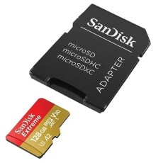 Micro SecureDigital 128GB Sandisk Extreme 128 ГБ, 190 МБ/с, Class 10, SDSQXAA-128G-GN6MA,  1 шт., переходник SD