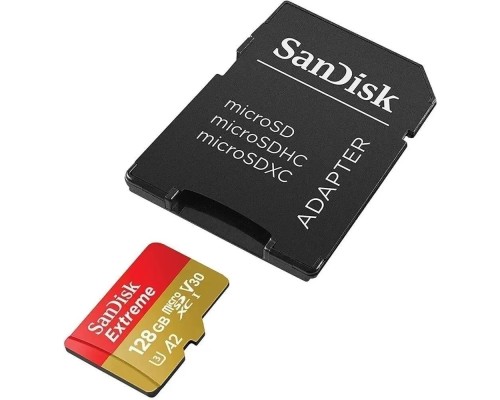 [Карта памяти ] Micro SecureDigital 128GB Sandisk Extreme 128 ГБ, 190 МБ/с, Class 10, SDSQXAA-128G-GN6MA,  1 шт., переходник SD