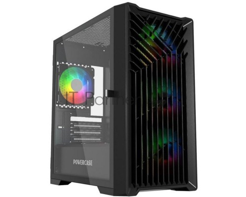 Корпус Powercase Mistral Micro X4B, Tempered Glass, 4х 120mm 5-color fan, чёрный, mATX  (CMMXB-L4)