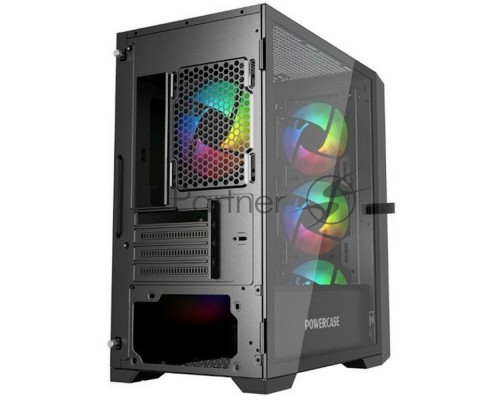 Корпус Powercase Mistral Micro X4B, Tempered Glass, 4х 120mm 5-color fan, чёрный, mATX  (CMMXB-L4)