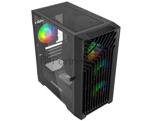 Корпус Powercase Mistral Micro X4B, Tempered Glass, 4х 120mm 5-color fan, чёрный, mATX  (CMMXB-L4)