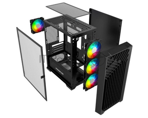 Корпус Powercase Mistral Micro X4B, Tempered Glass, 4х 120mm 5-color fan, чёрный, mATX  (CMMXB-L4)