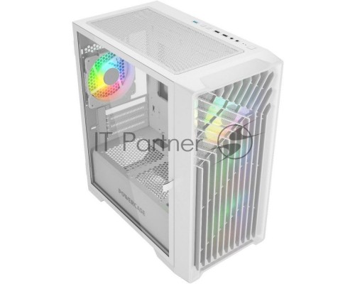 Корпус Powercase Mistral Micro X4W, Tempered Glass, 4х 120mm 5-color fan, белый, mATX  (CMMXW-L4)