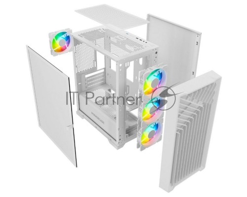 Корпус Powercase Mistral Micro X4W, Tempered Glass, 4х 120mm 5-color fan, белый, mATX  (CMMXW-L4)